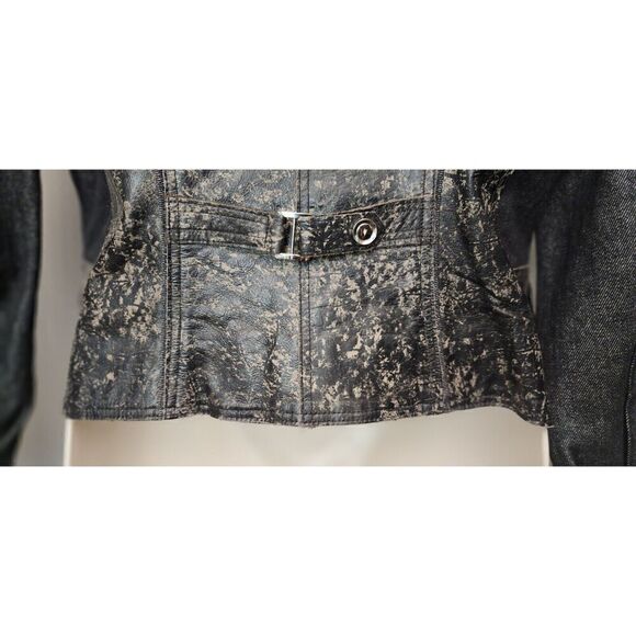 H&D Classic Leather Collection Womens Large Leather Denim Biker Style Jacket M - Picture 8 of 11